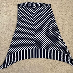 Lane Bryant Nautical Stripe Asymmetrical Midi Skirt 18/20 20W